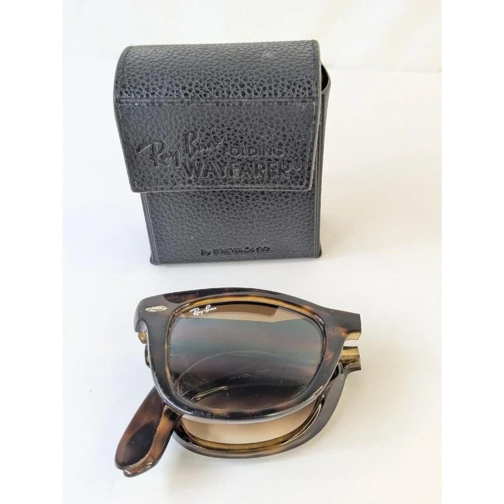 Ray-Ban RB4105 Folding Wayfarer Sunglasses Havana Brown Gradient 710/51 Foldable